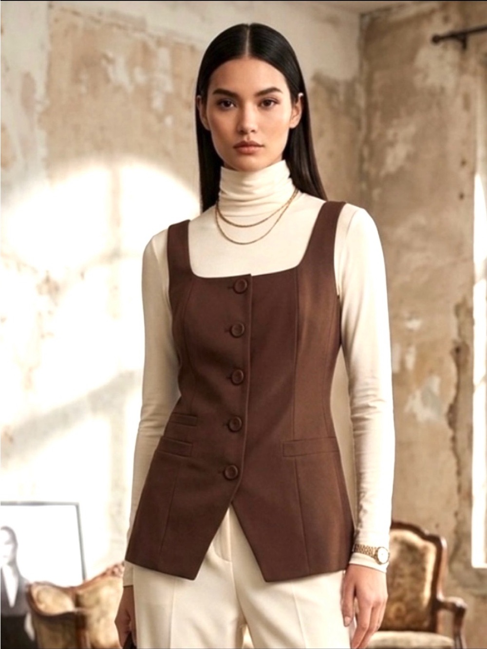 NEW Elie Tahari sleeveless button front vest